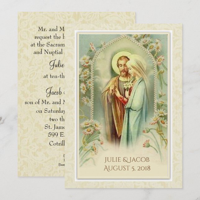 Catholic Traditional Bridal Wedding Invitation (Front/Back)