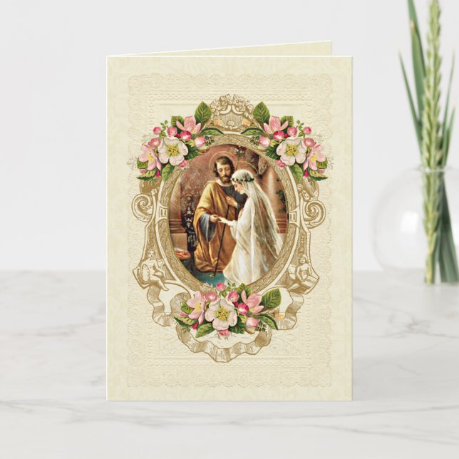 Catholic Traditional Elegant Vintage Wedding Invitation (Front)