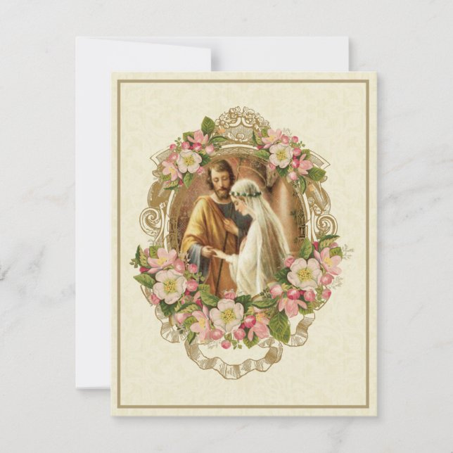 Catholic Traditional Elegant Vintage Wedding Invitation (Front)