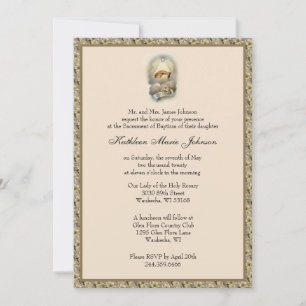 Catholic Vintage Baptism Christening Traditional I Invitation