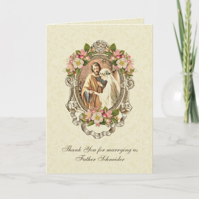 Catholic Vintage Elegant Wedding Card (Front)