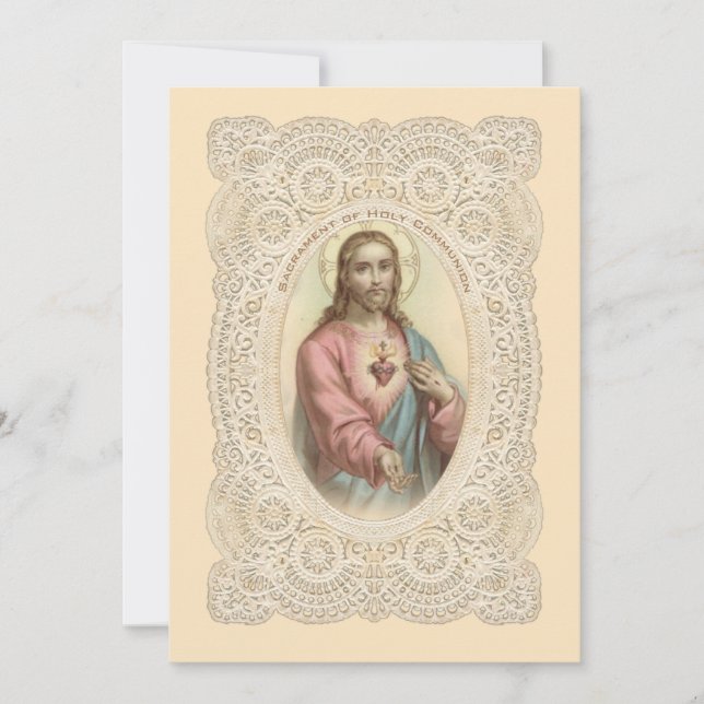 Catholic Vintage First Holy Communion Invitation (Front)