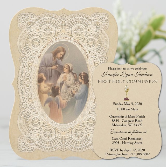 Catholic Vintage First Holy Communion Invitation (Creator Uploaded)