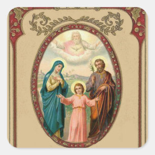 Catholic Vintage Religioius Holy Family Jesus Mary Square Sticker