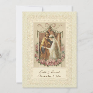 Catholic Vintage Wedding Church/Reception Invitation