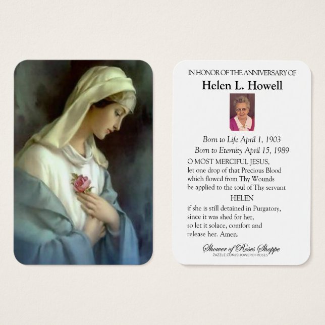 Catholic Virgin Mary Anniversary Death Loved One (Front & Back)