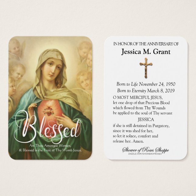 Catholic Virgin Mary Anniversary Death Loved One (Front & Back)