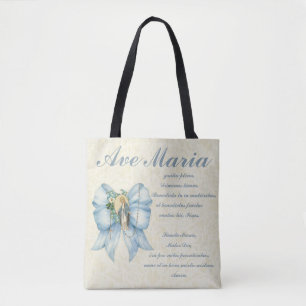 Catholic Virgin Mary Ave Maria Baby Jesus Floral Tote Bag