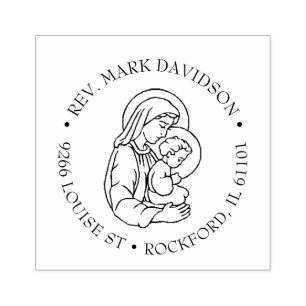 Catholic Virgin Mary BabyJesus  Religious Rubber Stamp