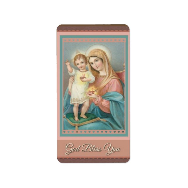 Catholic Virgin Mary Child Jesus Label (Front)