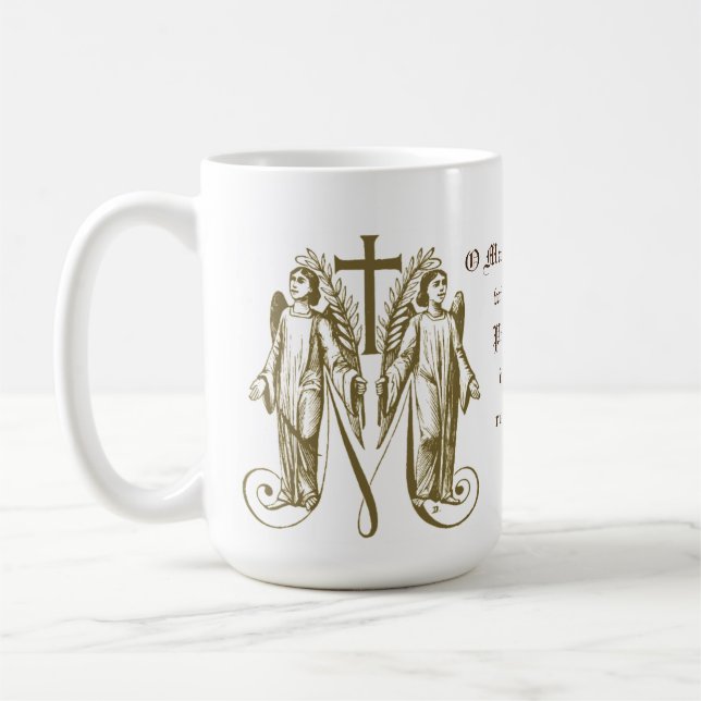 Catholic Virgin Mary Cross Angels Prayer Religious Coffee Mug (Left)