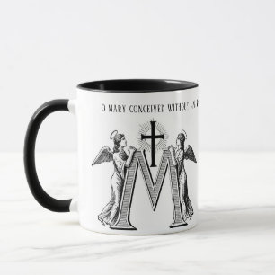 Catholic Virgin Mary Cross Angels Prayer Religious Mug