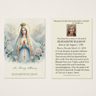 Catholic Virgin Mary Fatima Funeral Prayer Card