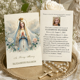 Catholic Virgin Mary Fatima Funeral Prayer Card