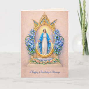 Catholic Virgin Mary Floral Birthday Card