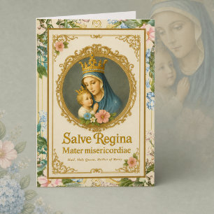 Catholic Virgin Mary Floral Birthday Card