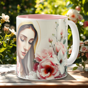 Catholic Virgin Mary For Christian Women Two-Tone Coffee Mug