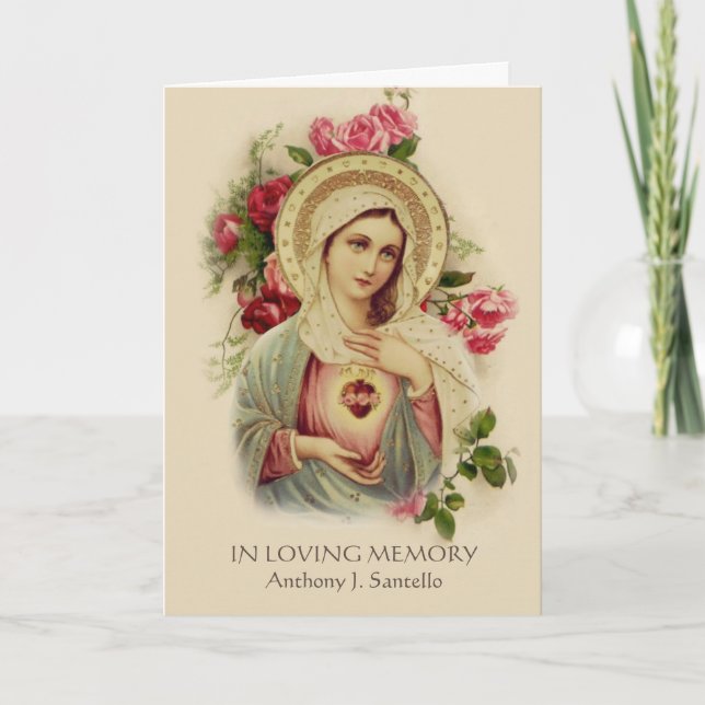 Catholic Virgin Mary  Funeral Holy Prayer Card (Front)