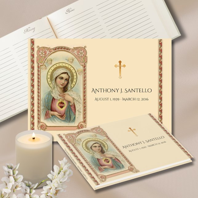 Catholic Virgin Mary Funeral Memorial Guest Book (Creator Uploaded)