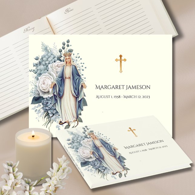 Catholic Virgin Mary Funeral Memorial Guest Book (Creator Uploaded)