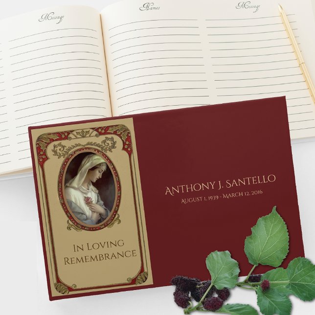 Catholic Virgin Mary Funeral Memorial Guest Book (Creator Uploaded)
