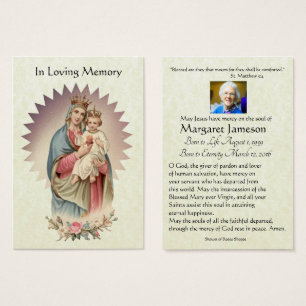 Catholic Virgin Mary Funeral Prayer Memorial Card