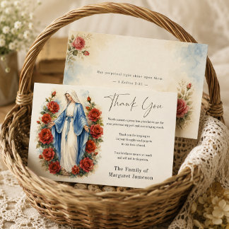 Catholic Virgin Mary Funeral Sympathy Thank You Card
