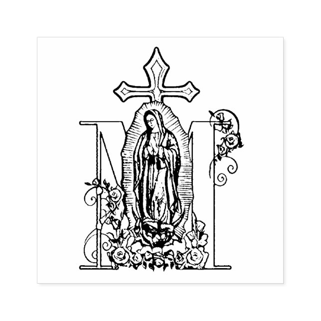 Catholic Virgin Mary Guadalupe Marian Symbol Rubber Stamp (Imprint)