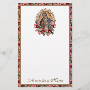 Catholic Virgin Mary Guadalupe Roses Stationery