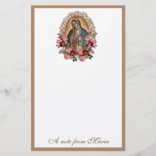 Catholic Virgin Mary Guadalupe Roses Stationery
