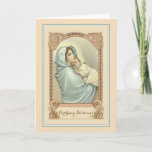 Catholic Virgin Mary Jesus Birthday Card<br><div class="desc">This is a lovely traditional Catholic image of the Blessed Virgin Mother Mary holding the Baby Jesus in her arms.  All text and fonts may be modified.</div>