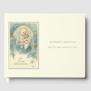 Catholic Virgin Mary Jesus Memorial Funeral Guest Book