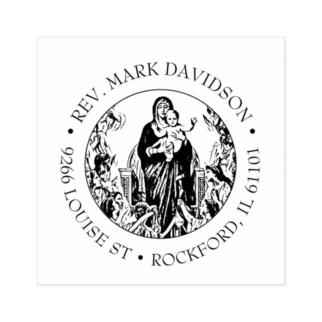 Catholic Virgin Mary Jesus  Religious Address Rubber Stamp (Imprint)