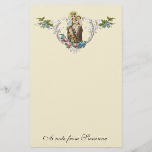 Catholic Virgin Mary Jesus Religious Mount Carmel Stationery
