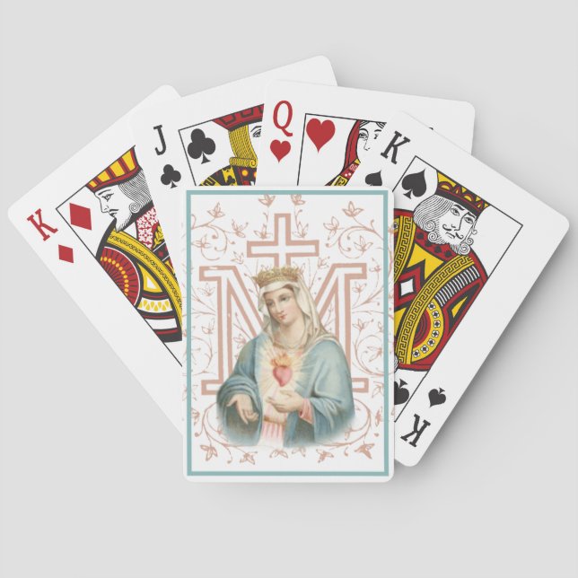 Catholic Virgin Mary Marian Cross Religious Playing Cards (Back)