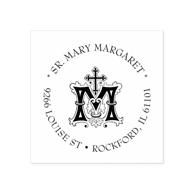 Catholic Virgin Mary Marian Symbol Religious Rubber Stamp (Imprint)