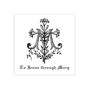 Catholic Virgin Mary Marian Symbol Rubber Stamp