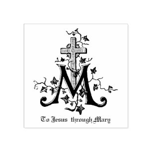 Catholic Virgin Mary Marian Symbol Rubber Stamp