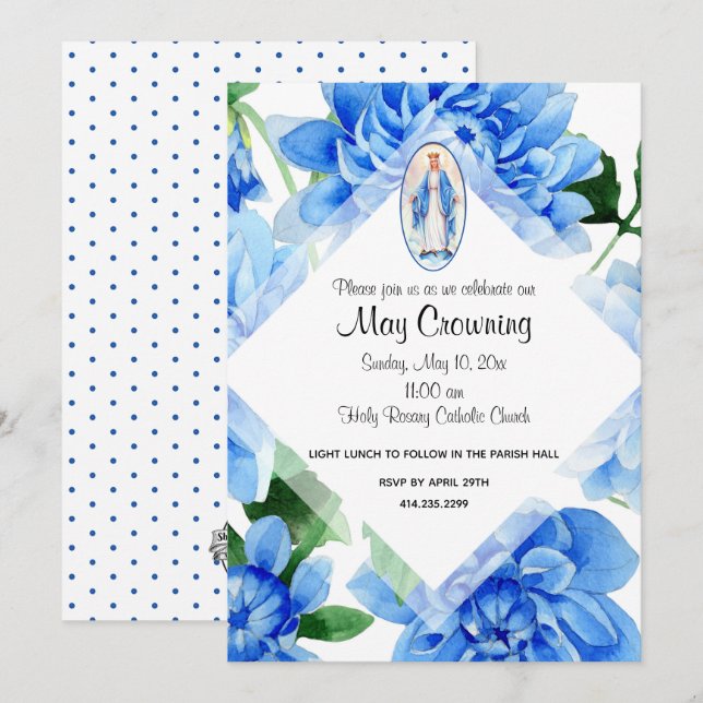 Catholic Virgin Mary May Crowning Religious Event Invitation (Front/Back)