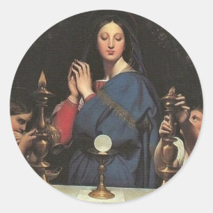 Catholic Virgin Mary of the Host  Religious Classic Round Sticker