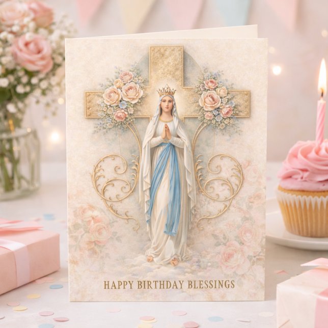 Catholic Virgin Mary Religious Birthday Card (Creator Uploaded)