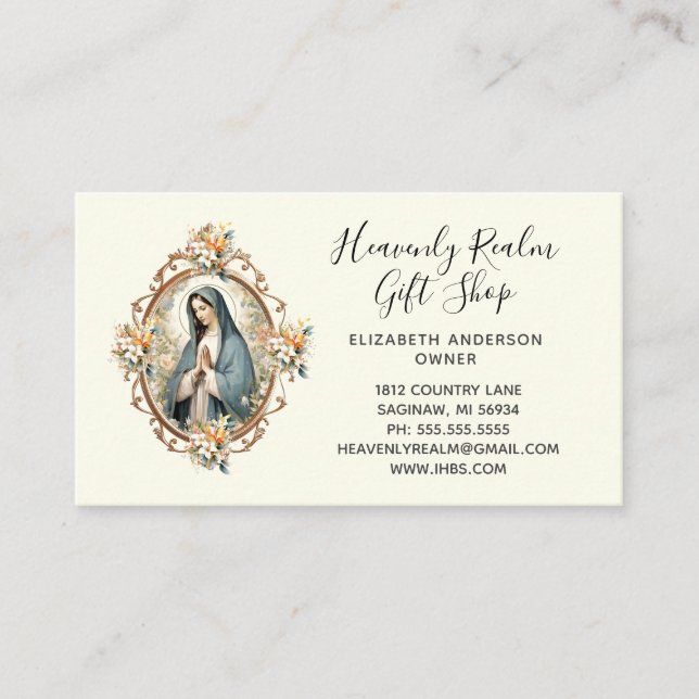 Catholic Virgin Mary Religious Christian Business Card (Front)