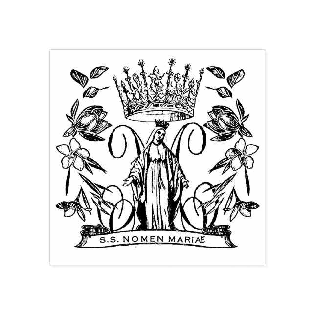 Catholic Virgin Mary Religious Queen of Heaven Rubber Stamp (Imprint)