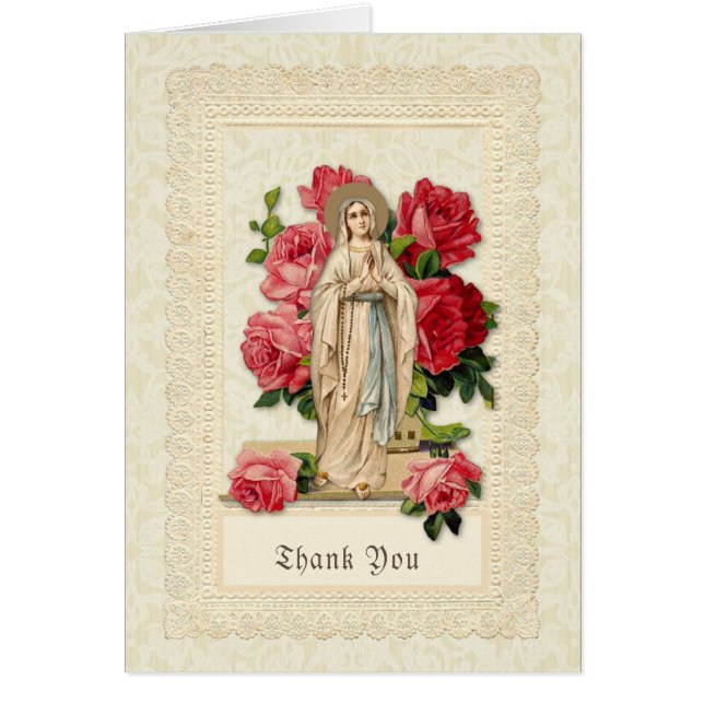 Catholic Virgin Mary Rosary  Funeral Thank You (Front)