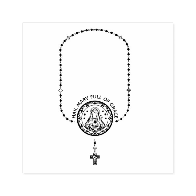 Catholic Virgin Mary Rosary Religious Address Rubber Stamp (Imprint)