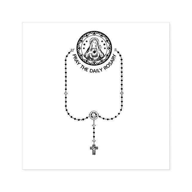 Catholic Virgin Mary Rosary Religious Address Rubber Stamp (Imprint)