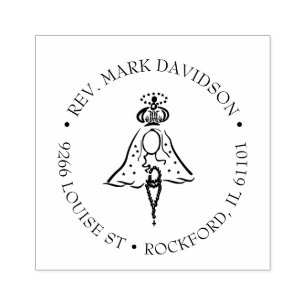 Catholic Virgin Mary Rosary Religious Address Rubber Stamp