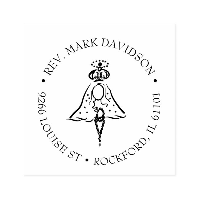 Catholic Virgin Mary Rosary Religious Address Rubber Stamp (Imprint)