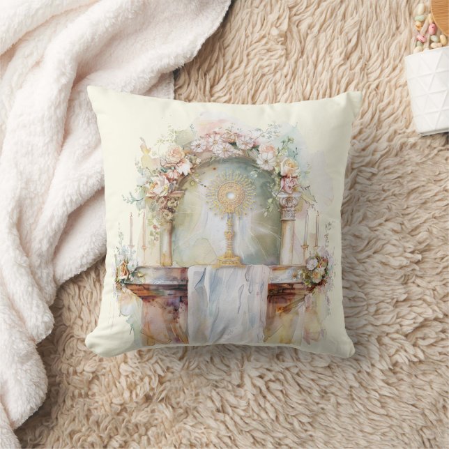 Catholic Watercolor Eucharistic Adoration Altar Cushion (Blanket)