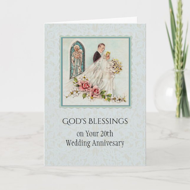 Catholic Wedding Anniversary Bride & Groom Card (Front)